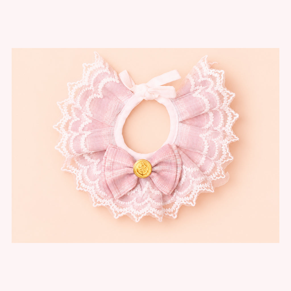 LaceBloom Cat Collar Bib - Soft Plaid Bow Scarf for Cats & Toy Dogs