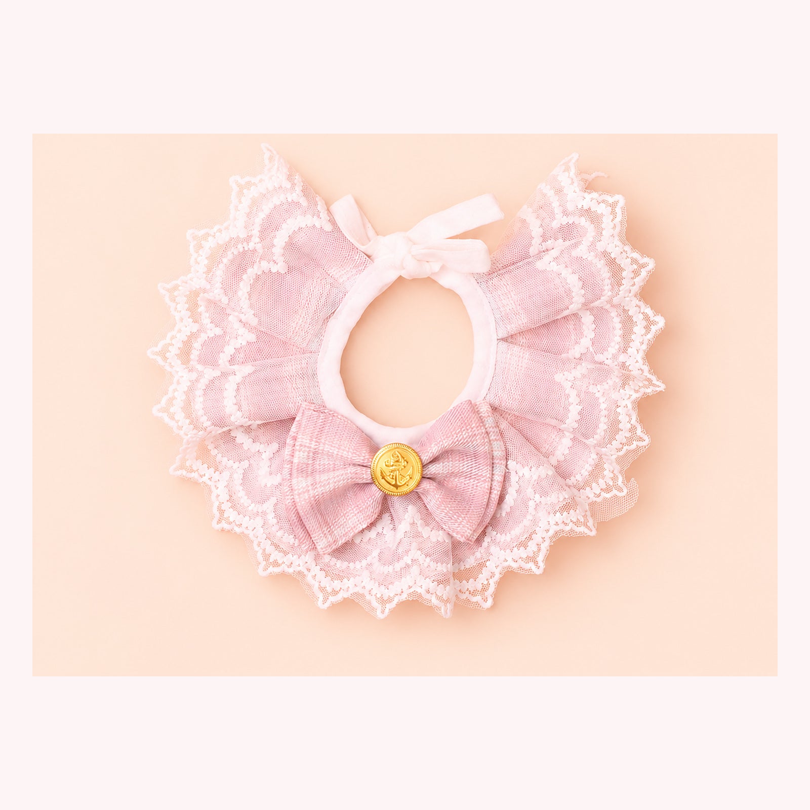 LaceBloom Cat Collar Bib - Soft Plaid Bow Scarf for Cats & Toy Dogs