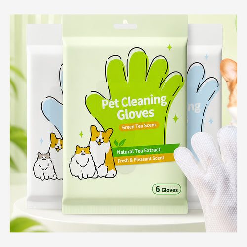 CleanTouch No-Wash Grooming Gloves - Tea Tree Pet Cleaning Wipes